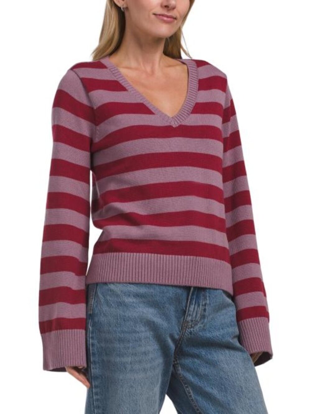 THREADS 4 THOUGHT Kiley Summit Stripe Cotton Blend Bell Sleeve Sweater